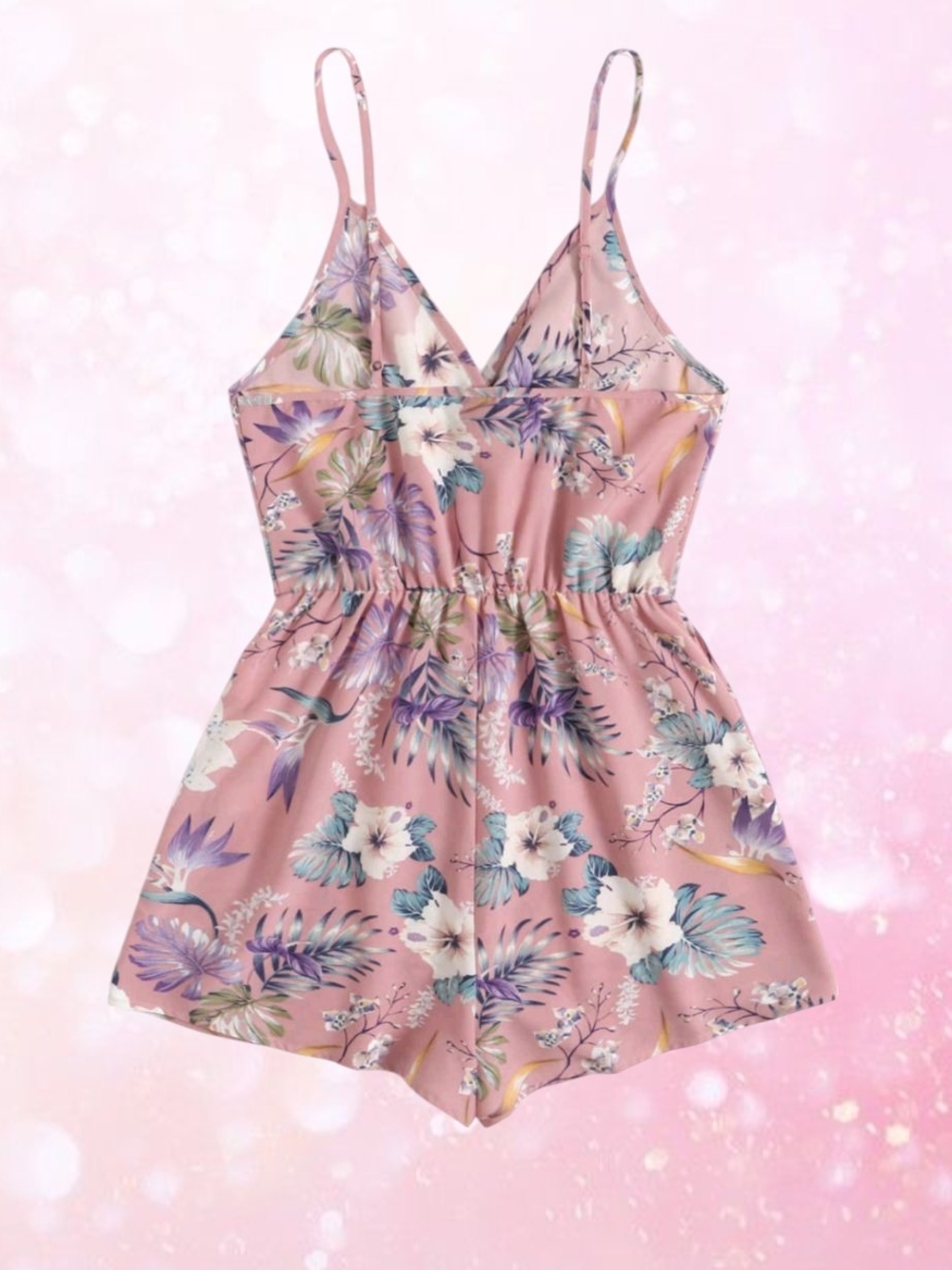 NEW SHEIN Pink Floral Cami Romper